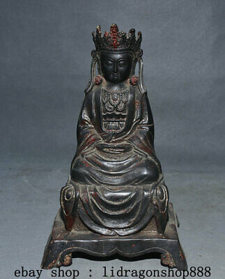 8,4" Ancien Chine Bronze doré Bouddhisme Kwan-yin Guan Yin Déesse Statue