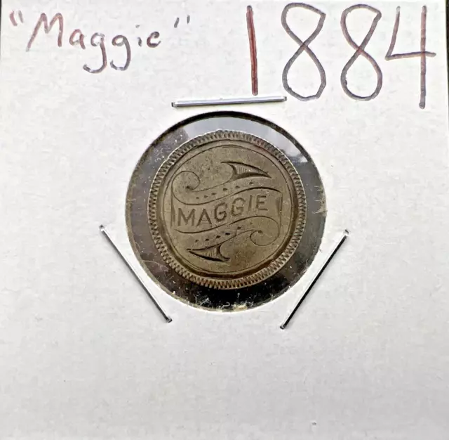 Love Token " Maggie " on 1884 Seated Liberty Dime Silver Coin