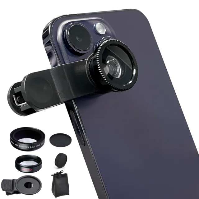 Clip-on Smart Phone Camera Lens Kit Wide Angle Macro For iPhone Android