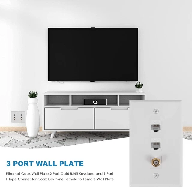 RiteAV - Piastra da parete a 2 porte Cat5e Ethernet, colore
