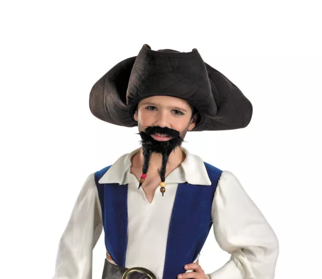 Pirate Hat Black Mustache Goatee Costume Child Jack Sparrow Dress Up Disguise