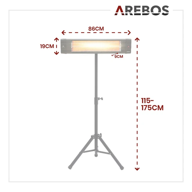 AREBOS Infrarotstrahler Heizstrahler Terrassenstrahler Wärmestrahler 2500W FB 10