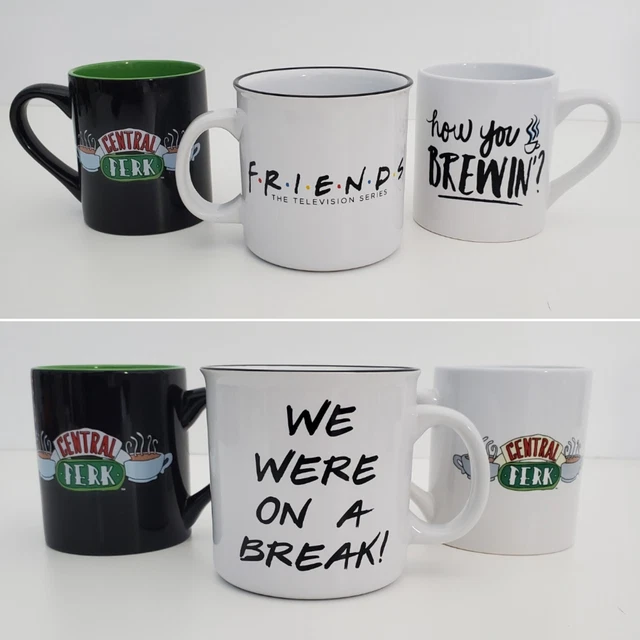 Friends TV Show Coffee Mug 20z 14oz Set Of 3 Cups Central Perk Black & White
