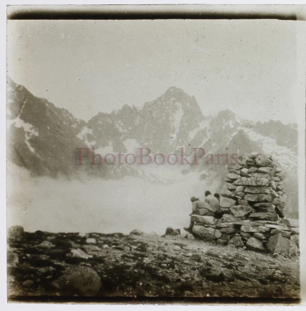 FRANCE La Tête de la Maye Montagne 1930 photo glass plate stereo 