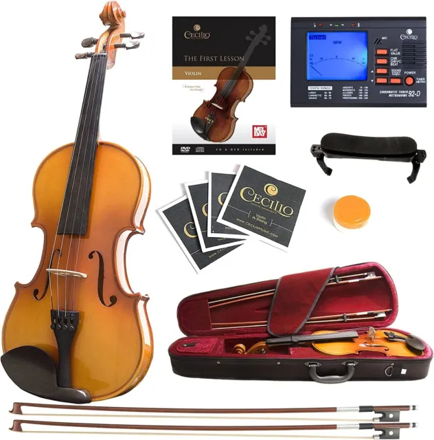 ?Mendini by Cecilio Violin Instrument � MV400 Size 4/4 Acoustic Violin, Varnish-