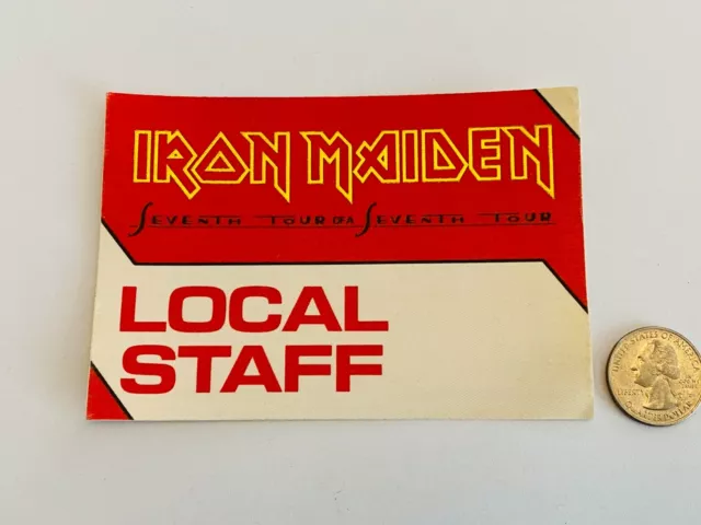 Iron Maiden Rare Official 1988 Seventh Tour of a Seventh Tour Back Stage Pass