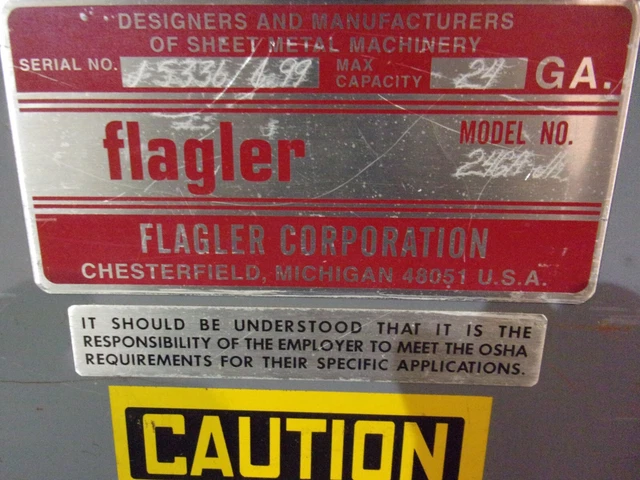 Pittsburgh Roll Former, with easy edger, 24-gauge Flagler