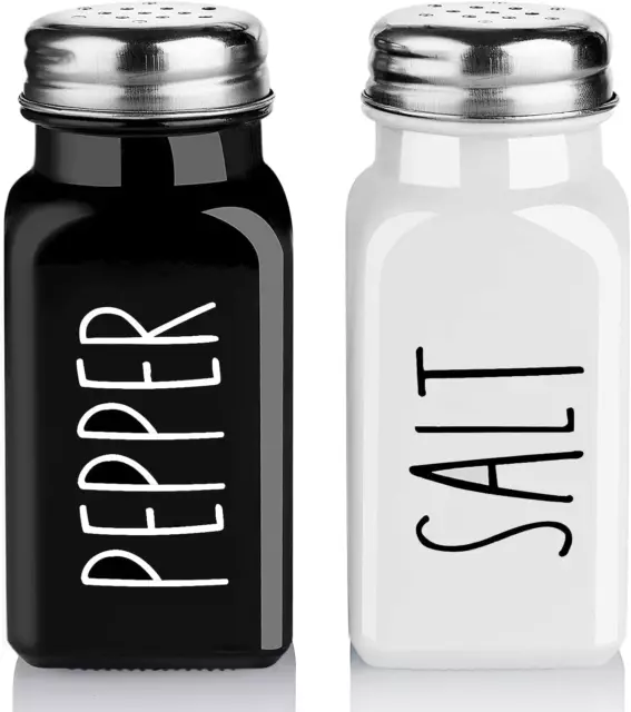 Salt and Pepper Shakers Set Cute Glass Spice Shaker Stainless Steel Li
