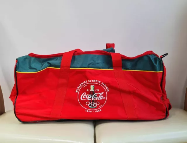 Vintage 1996 Atlanta Olympics Coca Cola Duffle Roller Bag Luggage Holdall