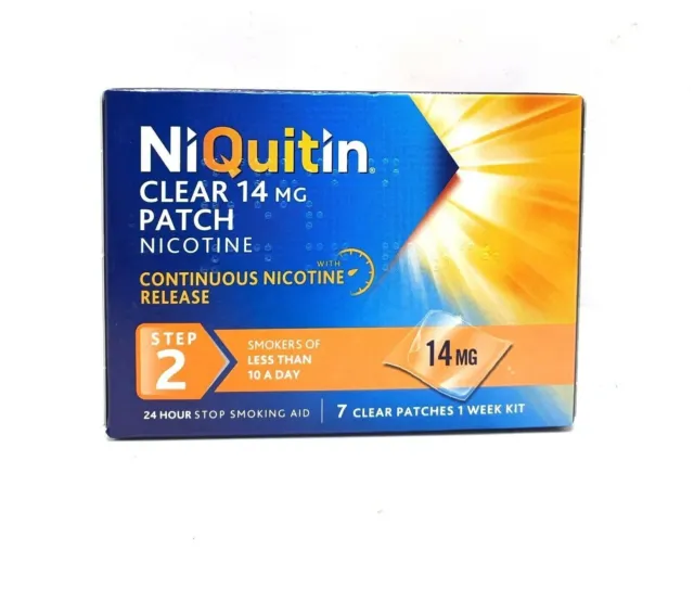 Parches para dejar de fumar NiQuitin - Kit de 1 semana paso 2 14 mg x 7 parches transparentes