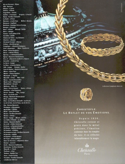 ▬► PUBLICITE ADVERTISING AD Bijou Collection Symphonie deux ors Christofle 1991