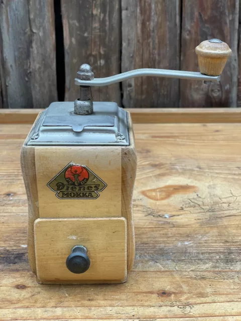 Alte Dienes Mokka Mühle Kaffeemühle aus Holz Shabby Vintage Retro #6150