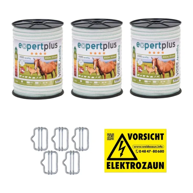 600m Weidezaunband 20mm Elektro Zaun Ziege Pferd Pony Schaf Rinder Hund Schwein
