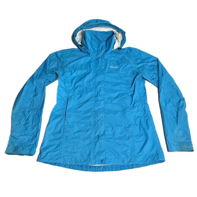 Marmot PreCip Nylon Rain Jacket Women’s Small Turquoise Blue Hooded