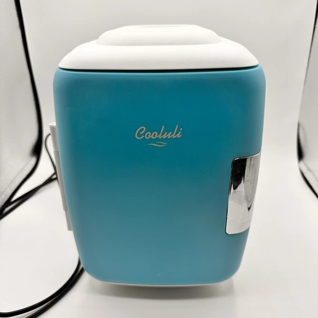 COOLULI SKINCARE MINI Fridge Blue Teal for Bedroom Car Office Desk Dorm