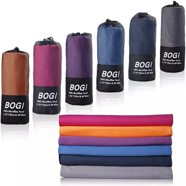 BOGI Microfiber Travel Sports Towel-Quick Dry, Soft Lightweight, Absorbent, Comp