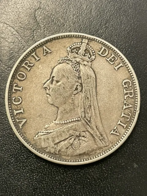 1890 Great Britain Double Florin Victoria Silver Coin. Free Shipping. SKU#oxyp98