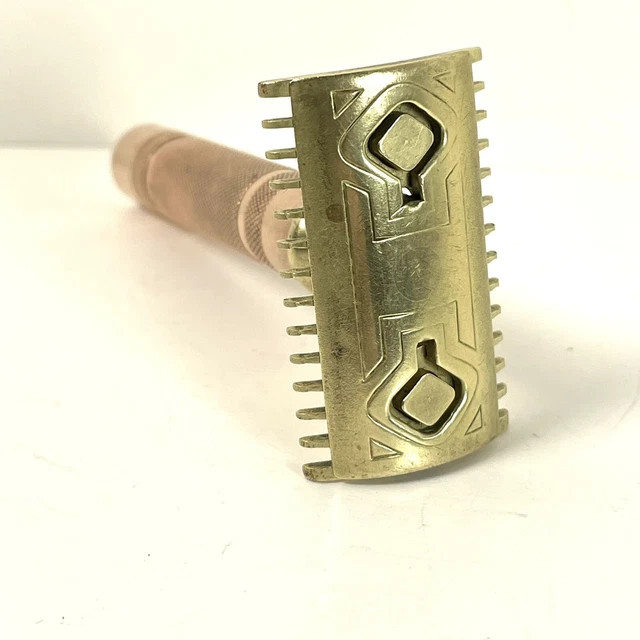 Vintage Gillette Gold Tone 3 Piece Safety Razor Reissue Pat. No. 17567