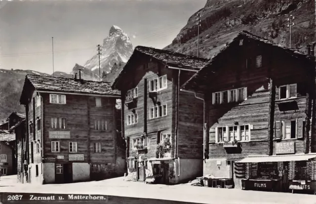 RPPC ZERMATT MATTERHORN Switzerland Alps Main Street Photo Vtg Postcard ...