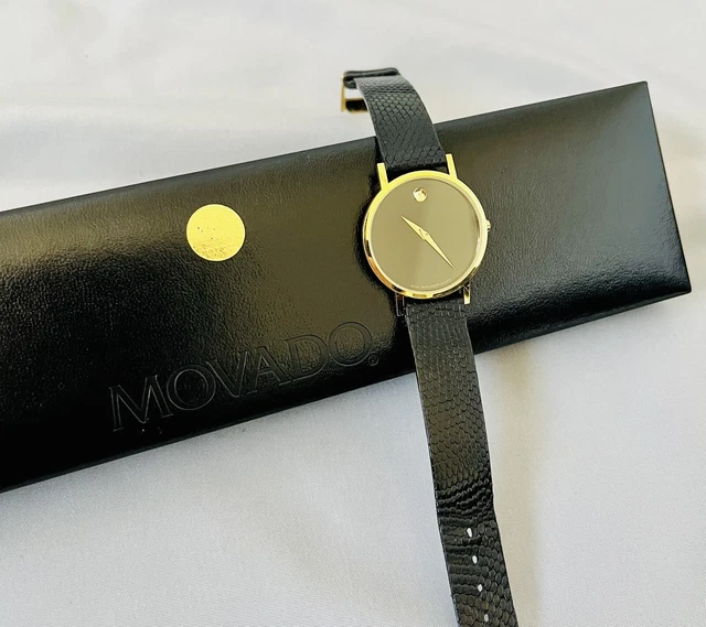 Orologio da uomo vintage Museo Movado fatto in Svizzera oro + quarzo zaffiro nero 8745882 15