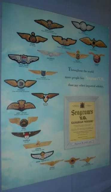 Seagram's V.O. Canadian Whisky (ad) 1958 Airline Patches Flights