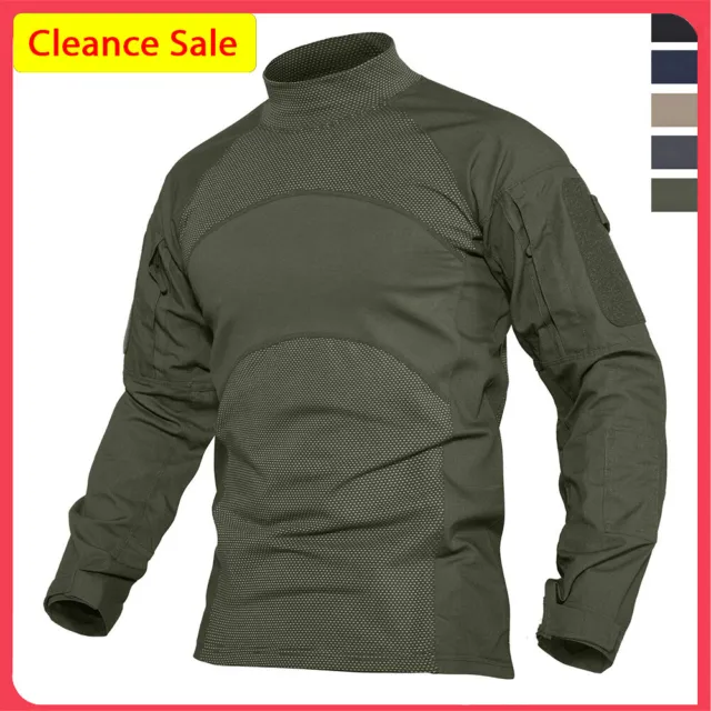 Men's Military Tactical Long Sleeve T-Shirt Army Combat Outdoor Training Hiking