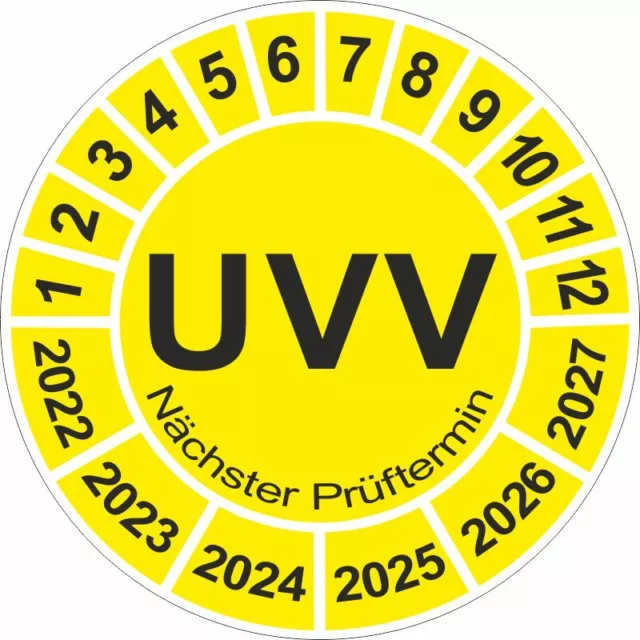 UVV Prüfplakette  Prüfplaketten Jahresplaketten Wartung BGV D27  5068 2022