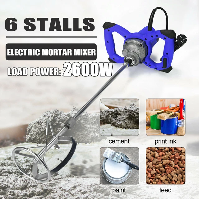 2600W Placoplâtre Mortier Mixeur Ciment Enduit Peinture Carrelage Plâtre Rotatif