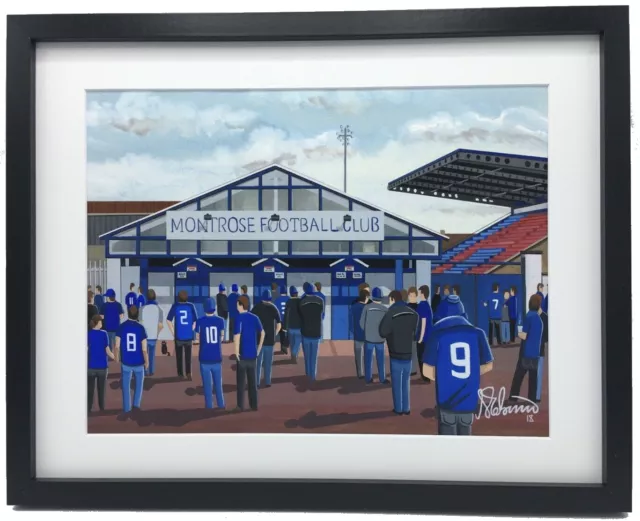 Montrose F.C, Links Park. High Quality Framed Football Art Print. Approx A4.