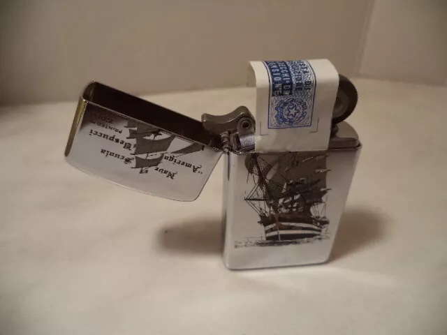 Zippo Lighter Amerigo Vespucci Rarissimo Slim Chrome Lucido  Nuovo New