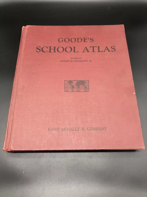 Goodes School Atlas Rand Mcnally 1950 book vtg map MCM