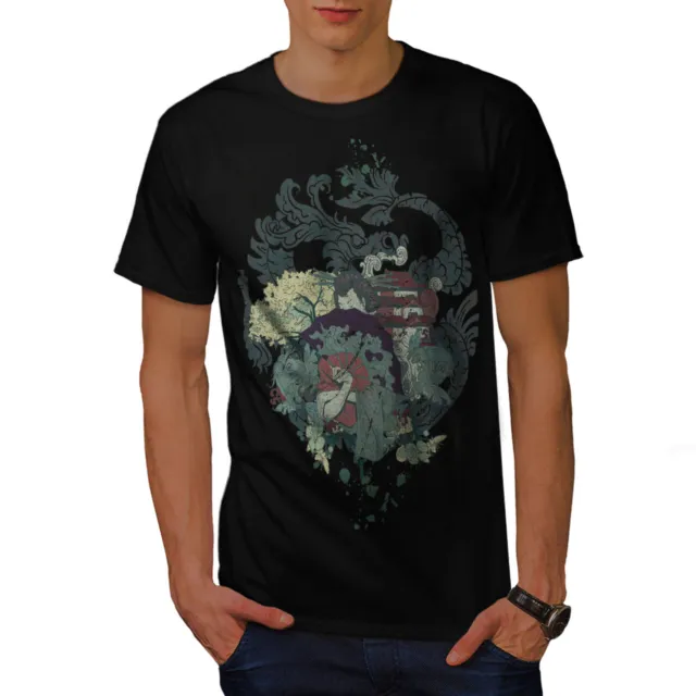 Wellcoda Dragon Unique Mens T-shirt, Oriental Graphic Design Printed Tee