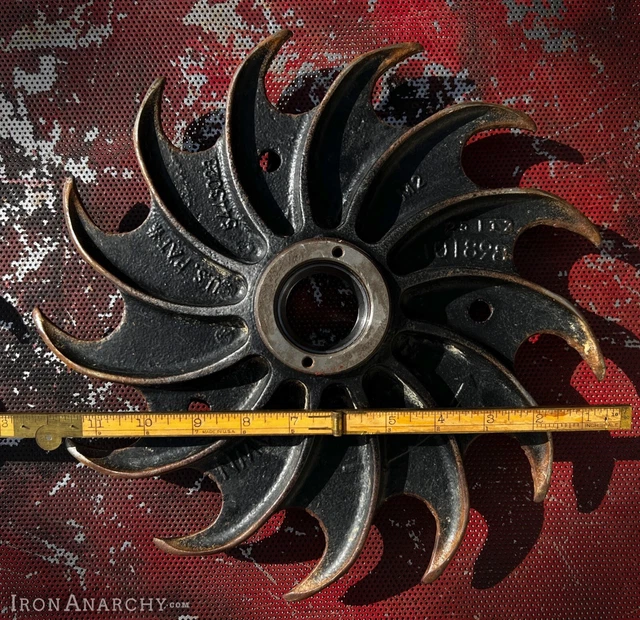 ORNATE INDUSTRIAL WHEEL, Vtg Cast Iron Steel Metal Spiked Factory Gear Cog Spoke