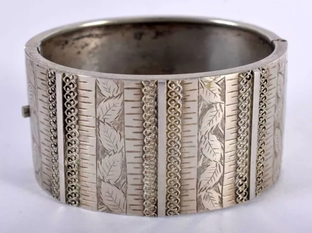 VICTORIAN SILVER BANGLE Hinged AESTHETIC MOVEMENT 34.2g Super Condition