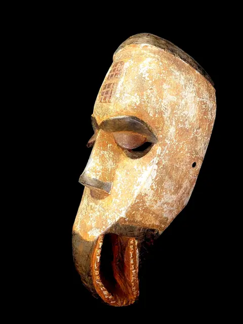 African Tribal Face Mask Wood Hand Carved Mask Igbo Ibo Peoples Nigeria-6526
