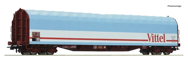 Wagon Bâché Long PIKO - Evian Gris - Réf 66310 - NEUF