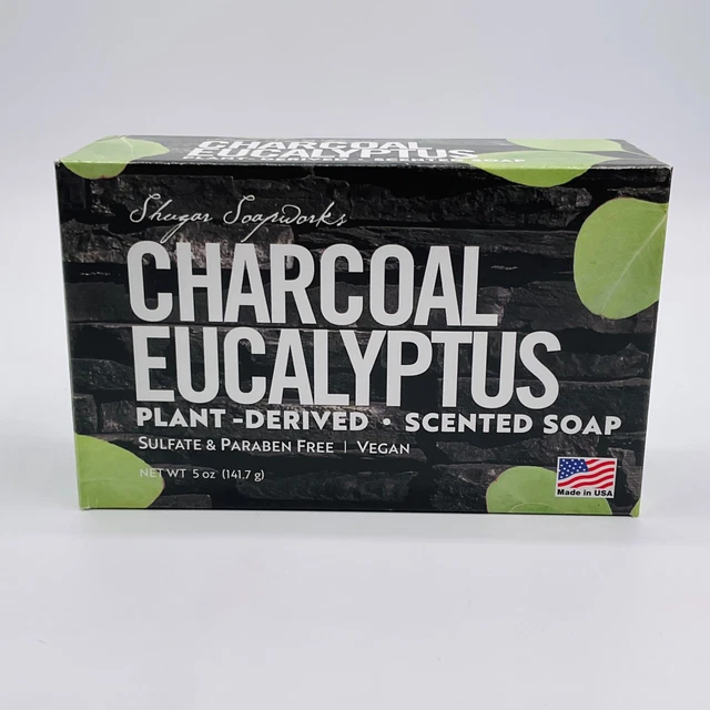 Barra de jabón Shugar Soapworks jabón carbón vegetal eucalipto derivado aroma 5 oz EE. UU.