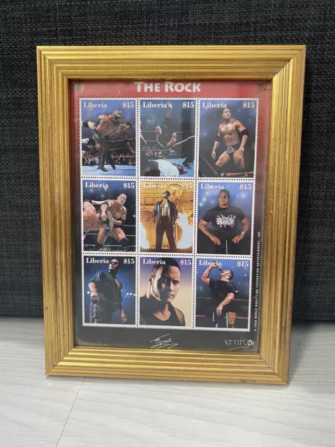 WWE Stamps The Rock And Kane Collectibles Framed