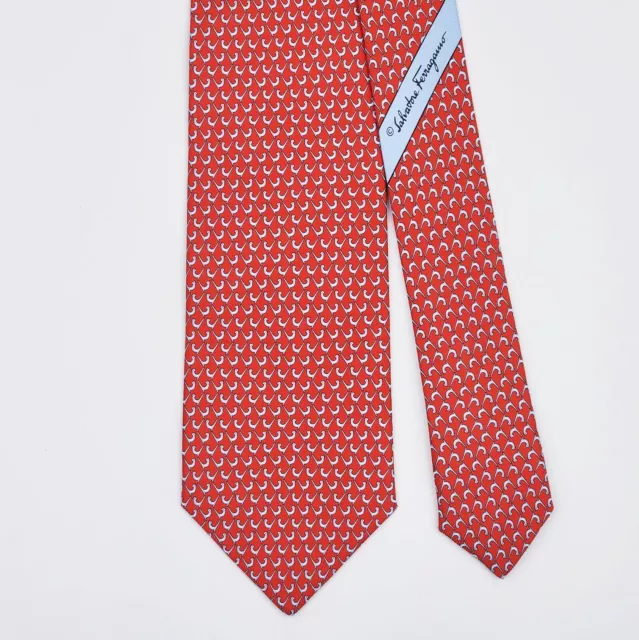 SALVATORE FERRAGAMO TIE Bird on Red Silk Necktie *MINT*