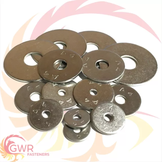 M4 M5 M6 M8 M10 M12 Penny Washers A4 Stainless Steel Marine Repair Mudguard