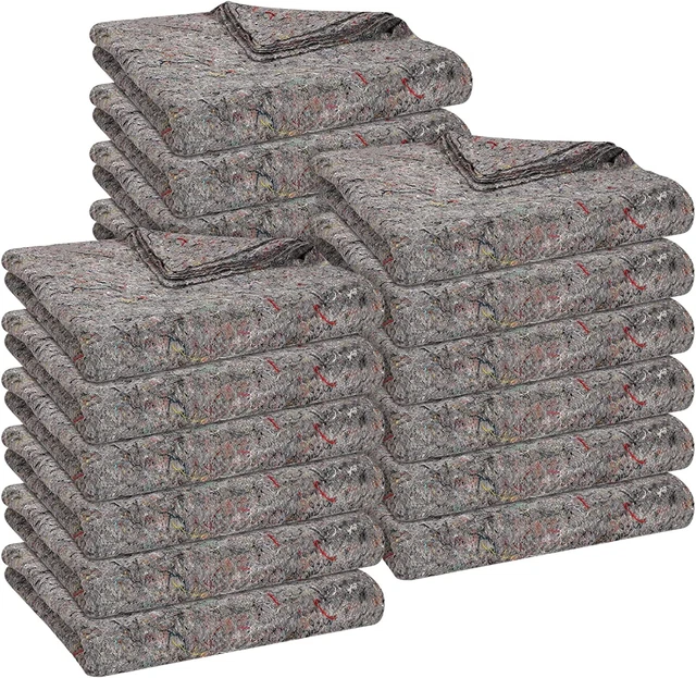 12 Pieces Moving Blankets Bulk 39 X 71 Inch Soft High Tensile Strength Cotton Fi