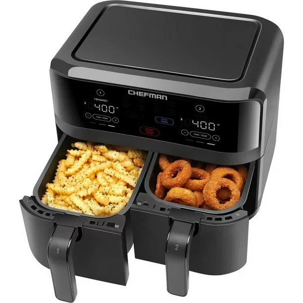CHEFMAN TURBOFRY DIGITAL Touch Dual Basket Air Fryer, XL 9 Qt, 1500W