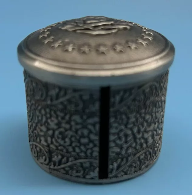 USPS US post office metal roll stamp dispenser with intricate flower rose patter