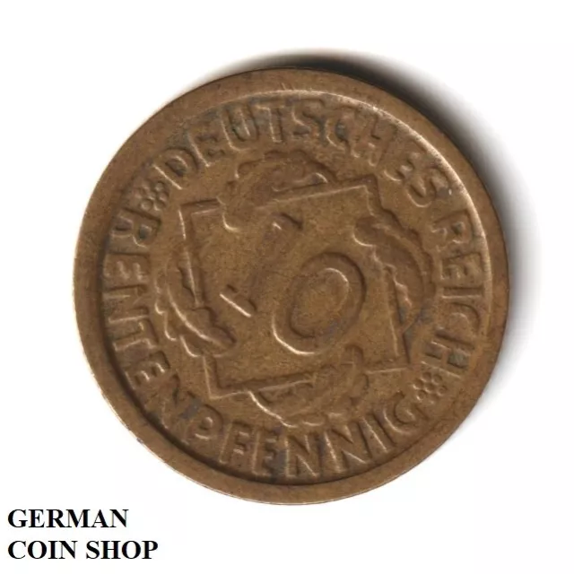 FEHLPRÄGUNG - Stempeldrehung 45 Grad - 10 Rentenpfennig 1924 G - SELTEN