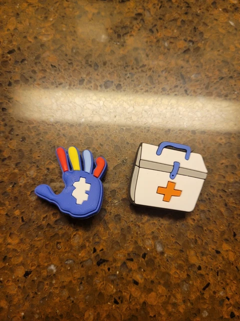 Lot of 2 Shoe Bracelet Croc Charms Jibbitz Autism Awareness hand and medical bag