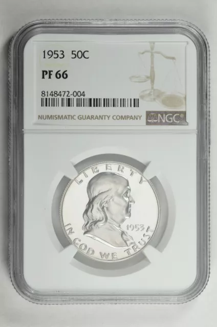 1953 50C Silver Proof Franklin Half Dollar NGC PF 66