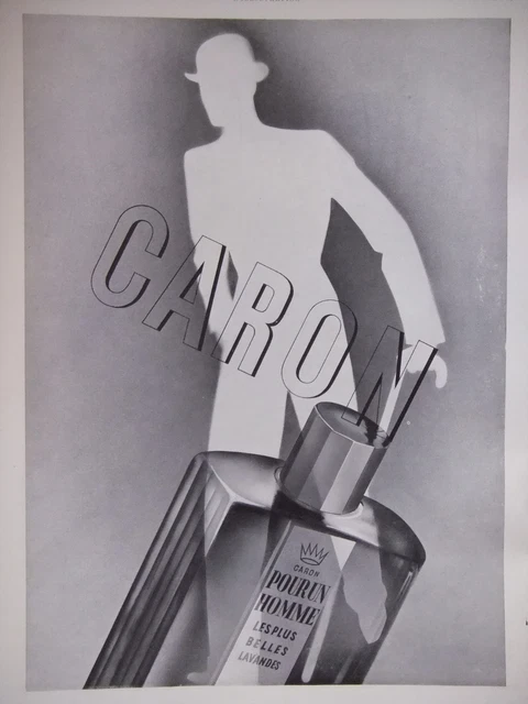 Publicité Originale CARON De 1964 – Parfum "Pour Un Homme" Et Lavande, Noir Et Blanc