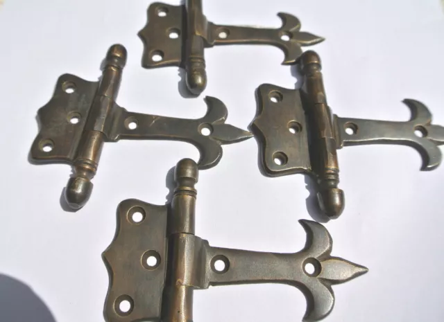 4 solid Brass DOOR small hinges vintage age antique style restoration heavy 3" B