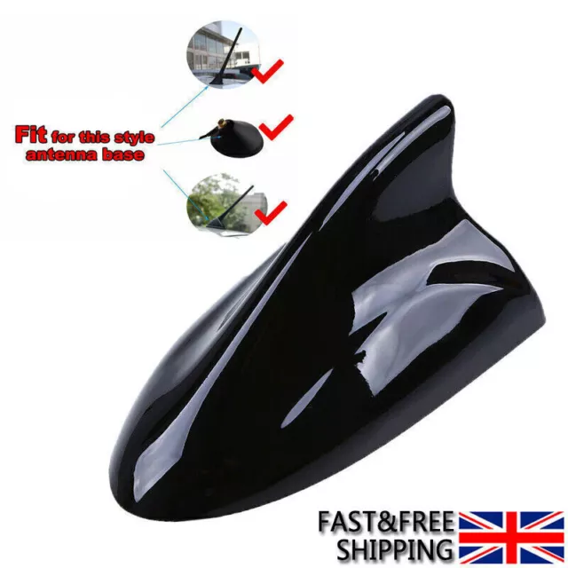 Gloss Black Car Auto Shark Fin Signal Antenna AM/FM Radio Roof Aerial Universal 3