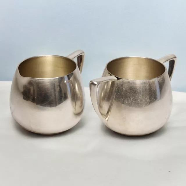 Vintage Empire Crafts Quadruple Silver Plate Creamer & Sugar Bowl  Clean Rounded